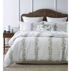 Heritage Olea Olive Print Quilt Cover Set In Green/White
