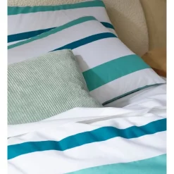Vue Lincoln Stripe Cotton Quilt Cover Set In Green/White -Sheridan Sales Store unnamed file 1906