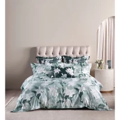 Grace By Linen House Cattleya Quilt Cover Set Aqua
