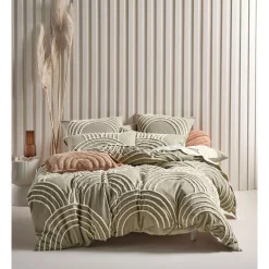 Linen House Ojai Quilt Cover Set Sage