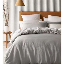 Australian House & Garden Sandy Cape Washed Belgian Linen Quilt Cover Set Grey