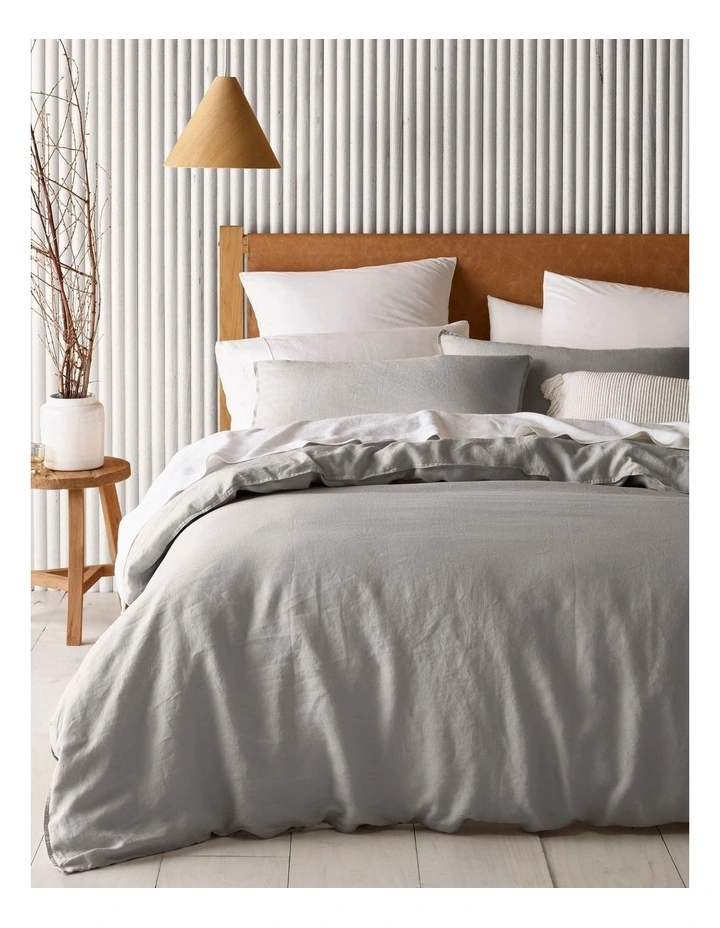 Australian House & Garden Sandy Cape Washed Belgian Linen Quilt Cover Set Grey 3 Australian House & Garden Sandy Cape Washed Belgian Linen Quilt Cover Set Grey