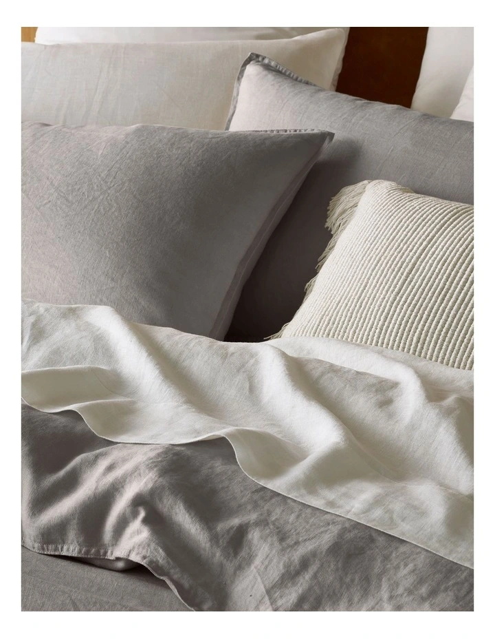 Australian House & Garden Sandy Cape Washed Belgian Linen Quilt Cover Set Grey 4 Australian House & Garden Sandy Cape Washed Belgian Linen Quilt Cover Set Grey - Image 2