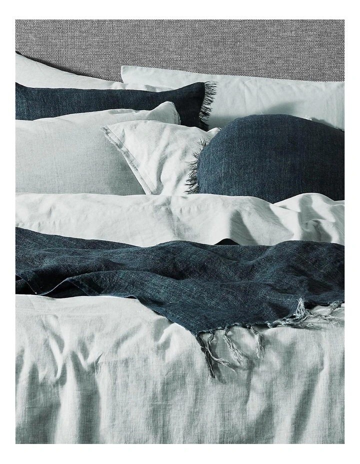 Aura Home Chambray Fringe Bedlinen Collection In Mineral 4 Aura Home Chambray Fringe Bedlinen Collection In Mineral - Image 2