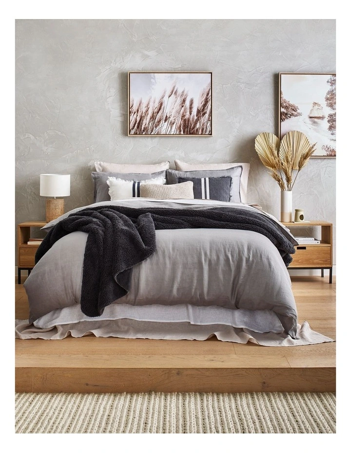 Australian House & Garden Sandy Cape Washed Belgian Linen Quilt Cover Set Grey 6 Australian House & Garden Sandy Cape Washed Belgian Linen Quilt Cover Set Grey - Image 4