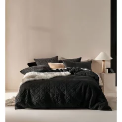 Linen House Heath Quilt Cover Set Black