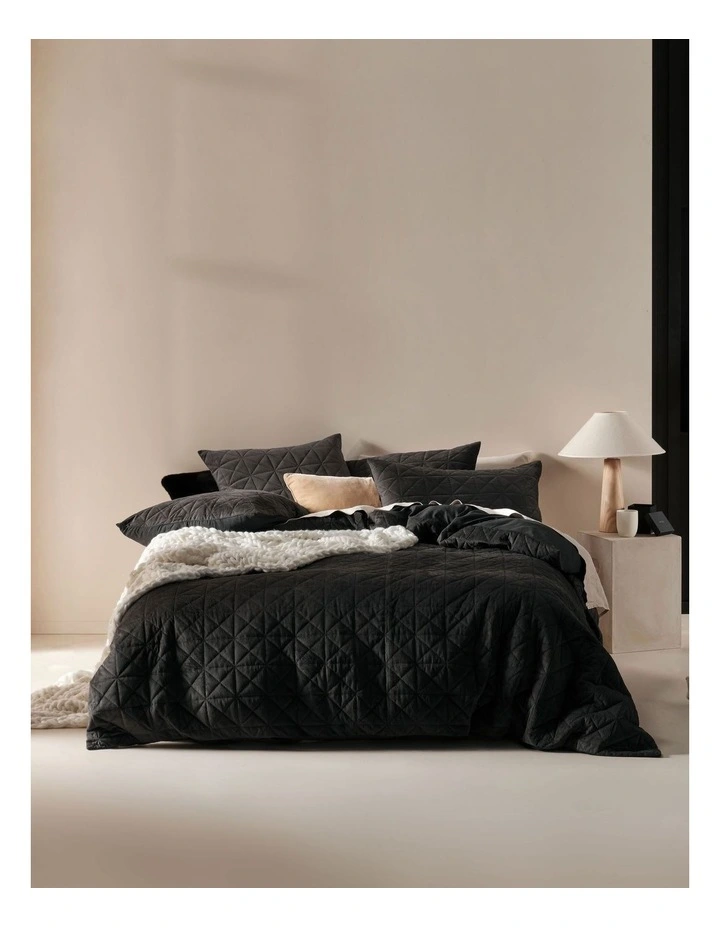 Linen House Heath Quilt Cover Set Black 3 Linen House Heath Quilt Cover Set Black