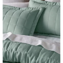 Australian House & Garden Sandy Cape Washed Belgian Linen Quilted Coverlet Eucalyptus -Sheridan Sales Store unnamed file 2091