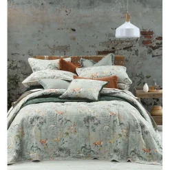 M.M Linen Briar Bed Cover Set In Sage