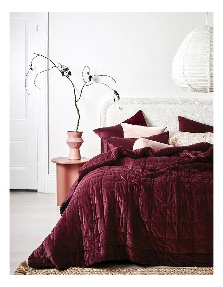 Aura Home Luxury Velvet Coverlet Merlot 3 Aura Home Luxury Velvet Coverlet Merlot