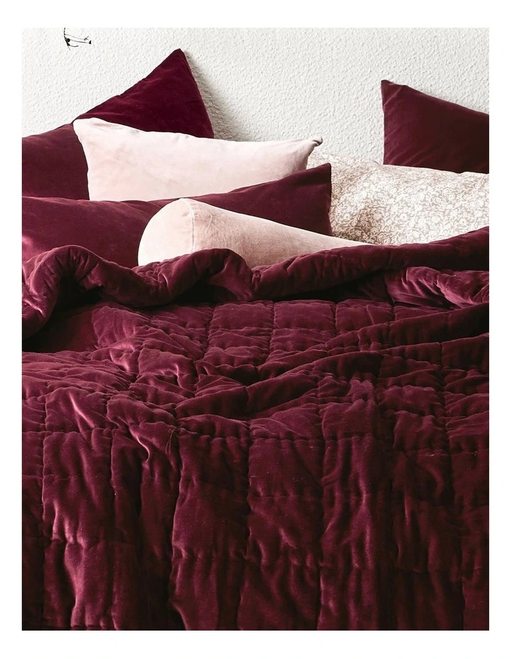 Aura Home Luxury Velvet Coverlet Merlot 4 Aura Home Luxury Velvet Coverlet Merlot - Image 2