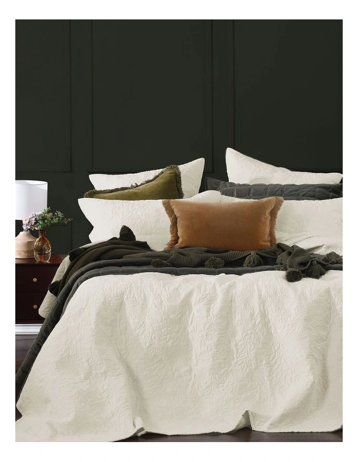M.M Linen Lourdes Bed Cover Set In Ivory 3 M.M Linen Lourdes Bed Cover Set In Ivory