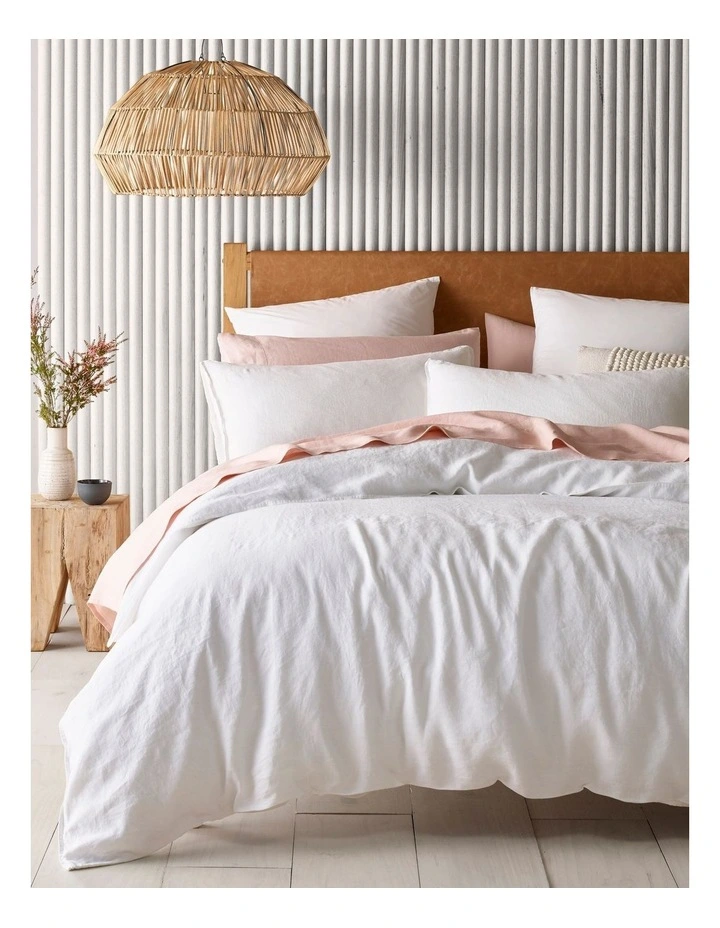 Australian House & Garden Sandy Cape Washed Belgian Linen Quilt Cover Set White 3 Australian House & Garden Sandy Cape Washed Belgian Linen Quilt Cover Set White