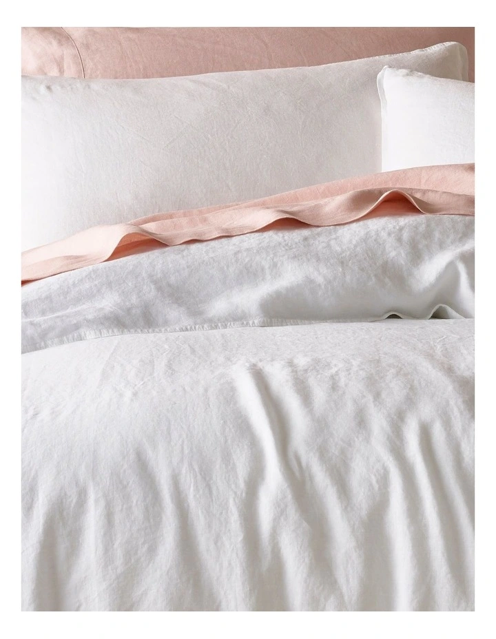 Australian House & Garden Sandy Cape Washed Belgian Linen Quilt Cover Set White 4 Australian House & Garden Sandy Cape Washed Belgian Linen Quilt Cover Set White - Image 2