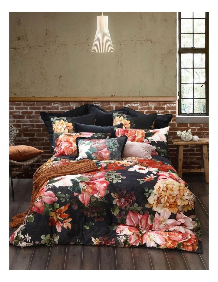 M.M Linen Valencia Quilt Cover Set In Black 3 M.M Linen Valencia Quilt Cover Set In Black