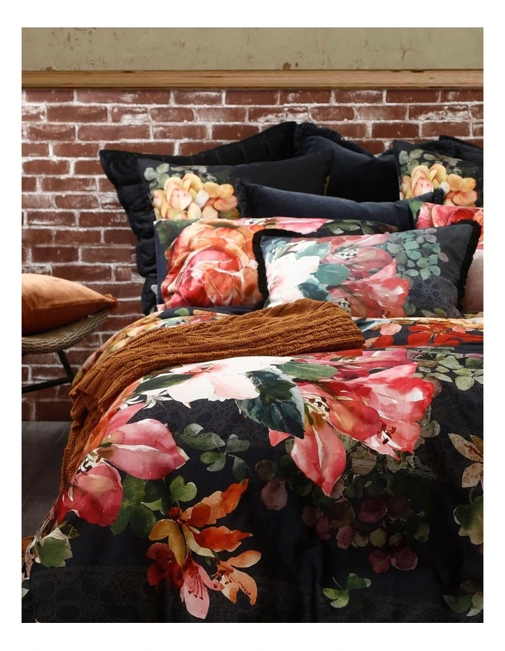 M.M Linen Valencia Quilt Cover Set In Black 4 M.M Linen Valencia Quilt Cover Set In Black - Image 2