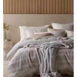 Australian House & Garden Iluka Yarn Dyed Stripe Quilt Cover Set In Moonbeam