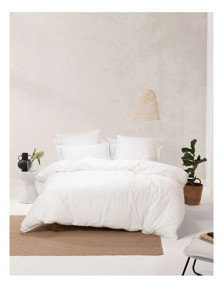 Linen House Nara 400TC Bamboo Cotton Quilt Cover Set White 3 Linen House Nara 400TC Bamboo Cotton Quilt Cover Set White