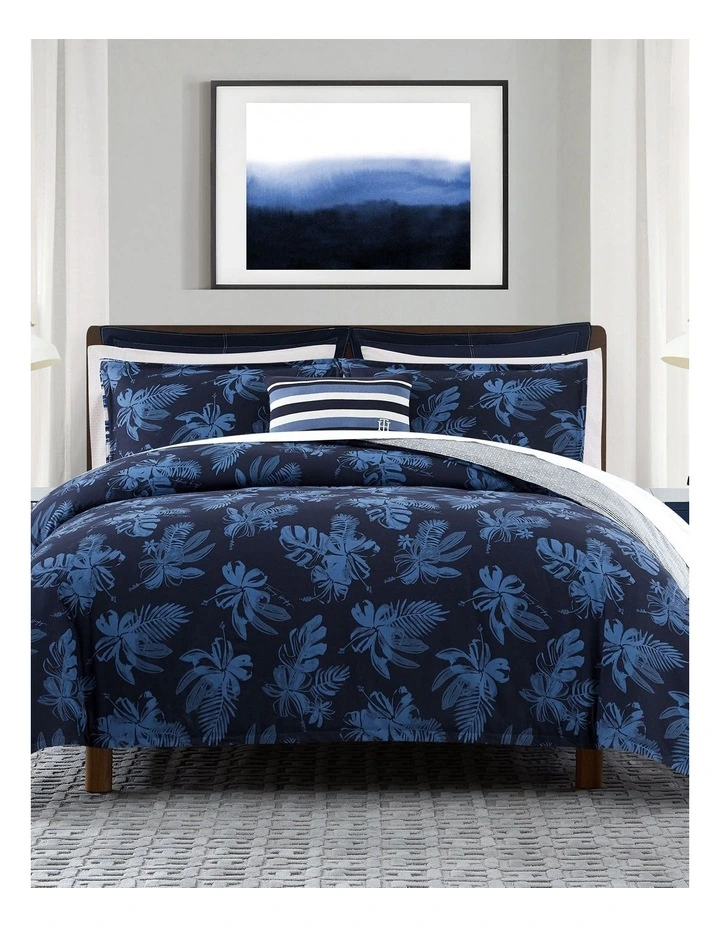 Tommy Hilfiger Hibiscus Floral Quilt Cover Set In Blue 3 Tommy Hilfiger Hibiscus Floral Quilt Cover Set In Blue