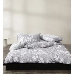 Calvin Klein Floral Print Quilt Cover In Pewter