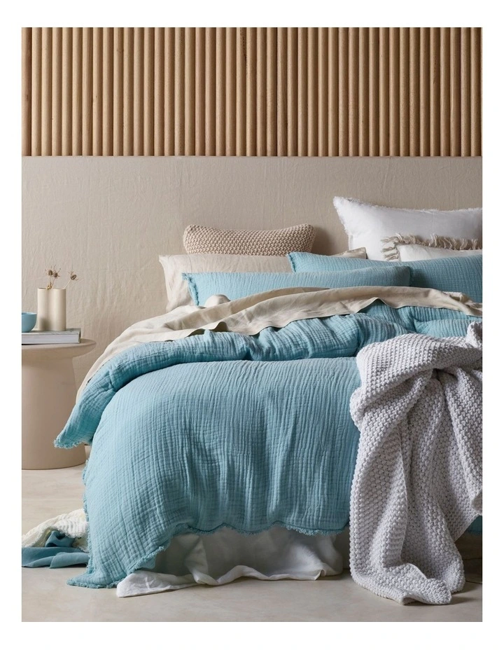 Australian House & Garden Alawa Cotton Gauze Quilt Cover Set Blue 3 Australian House & Garden Alawa Cotton Gauze Quilt Cover Set Blue