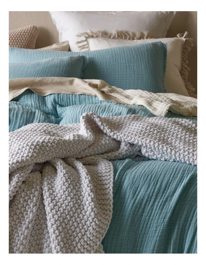 Australian House & Garden Alawa Cotton Gauze Quilt Cover Set Blue 4 Australian House & Garden Alawa Cotton Gauze Quilt Cover Set Blue - Image 2