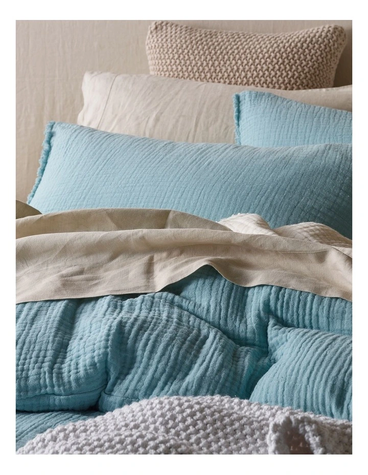 Australian House & Garden Alawa Cotton Gauze Quilt Cover Set Blue 5 Australian House & Garden Alawa Cotton Gauze Quilt Cover Set Blue - Image 3