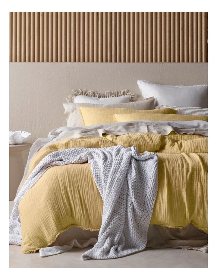Australian House & Garden Alawa Cotton Gauze Quilt Cover Set In Yellow 3 Australian House & Garden Alawa Cotton Gauze Quilt Cover Set In Yellow