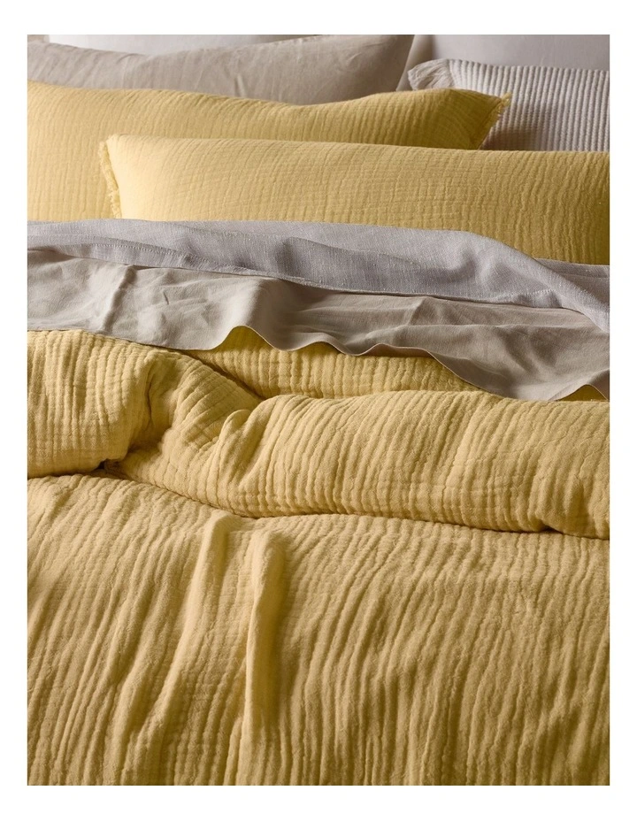 Australian House & Garden Alawa Cotton Gauze Quilt Cover Set In Yellow 4 Australian House & Garden Alawa Cotton Gauze Quilt Cover Set In Yellow - Image 2