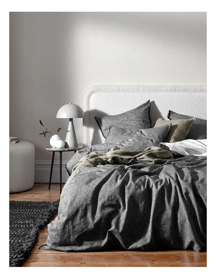 Aura Home Chambray Fringe Bedlinen Collection In Smoke 3 Aura Home Chambray Fringe Bedlinen Collection In Smoke