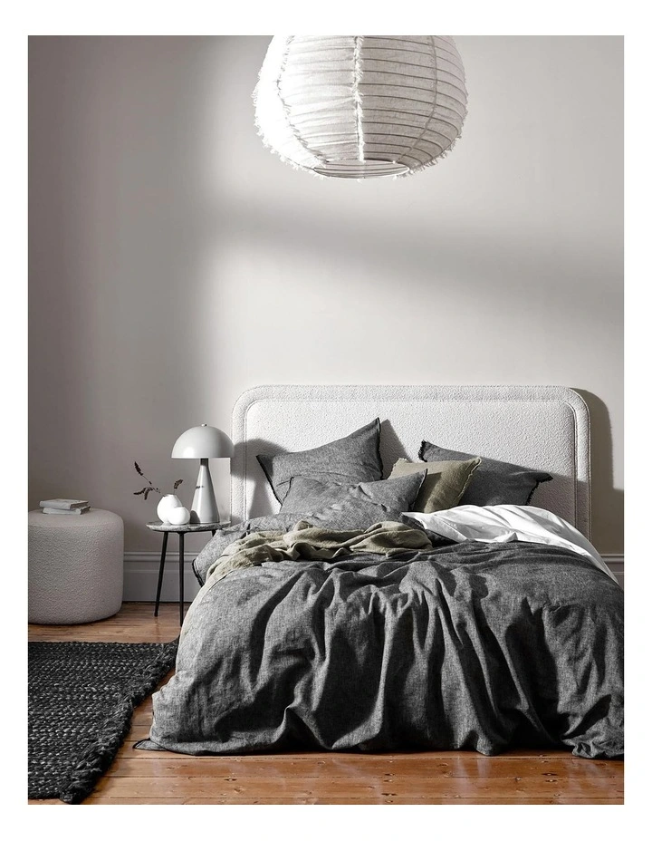 Aura Home Chambray Fringe Bedlinen Collection In Smoke 4 Aura Home Chambray Fringe Bedlinen Collection In Smoke - Image 2
