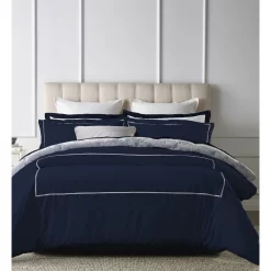 Heritage 500TC Ingah Cotton Sateen Quilt Cover Set Indigo