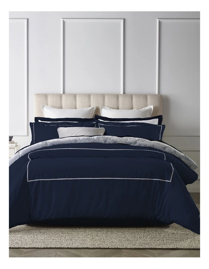 Heritage 500TC Ingah Cotton Sateen Quilt Cover Set Indigo 3 Heritage 500TC Ingah Cotton Sateen Quilt Cover Set Indigo