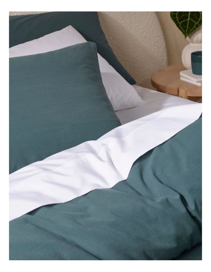 Vue Stonewashed 250TC Cotton Quilt Cover Set In Green 5 Vue Stonewashed 250TC Cotton Quilt Cover Set In Green - Image 3