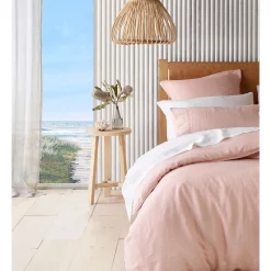 Australian House & Garden Sandy Cape Washed Belgian Linen Quilt Cover Set Pink