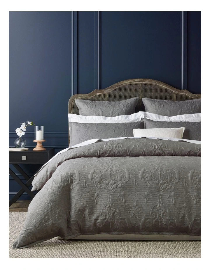 Heritage Everly Quilt Cover Grey 3 Heritage Everly Quilt Cover Grey