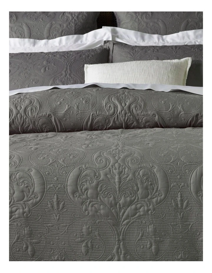 Heritage Everly Quilt Cover Grey 4 Heritage Everly Quilt Cover Grey - Image 2