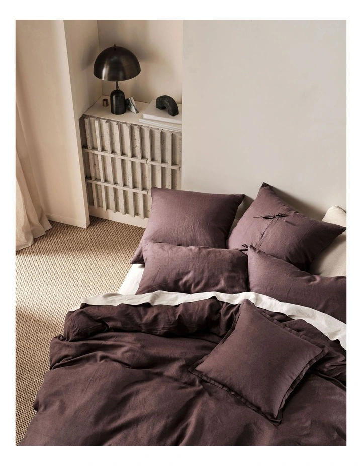 Linen House Nimes Linen Quilt Cover Set In Espresso 4 Linen House Nimes Linen Quilt Cover Set In Espresso - Image 2