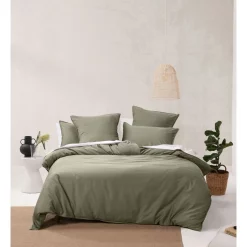 Linen House Nara 400TC Bamboo Cotton Quilt Cover Set Moss
