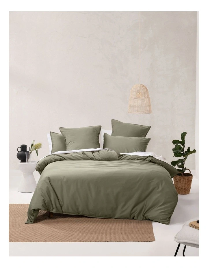 Linen House Nara 400TC Bamboo Cotton Quilt Cover Set Moss 3 Linen House Nara 400TC Bamboo Cotton Quilt Cover Set Moss