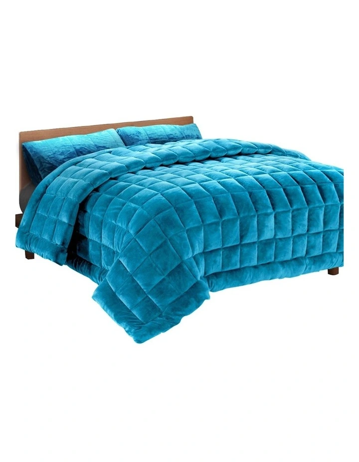 Giselle Bedding Super King Faux Mink Quilt In Teal 3 Giselle Bedding Super King Faux Mink Quilt In Teal