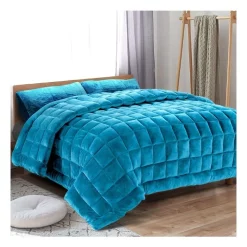 Alternative view of Giselle Bedding Super King Faux Mink Quilt In Teal
