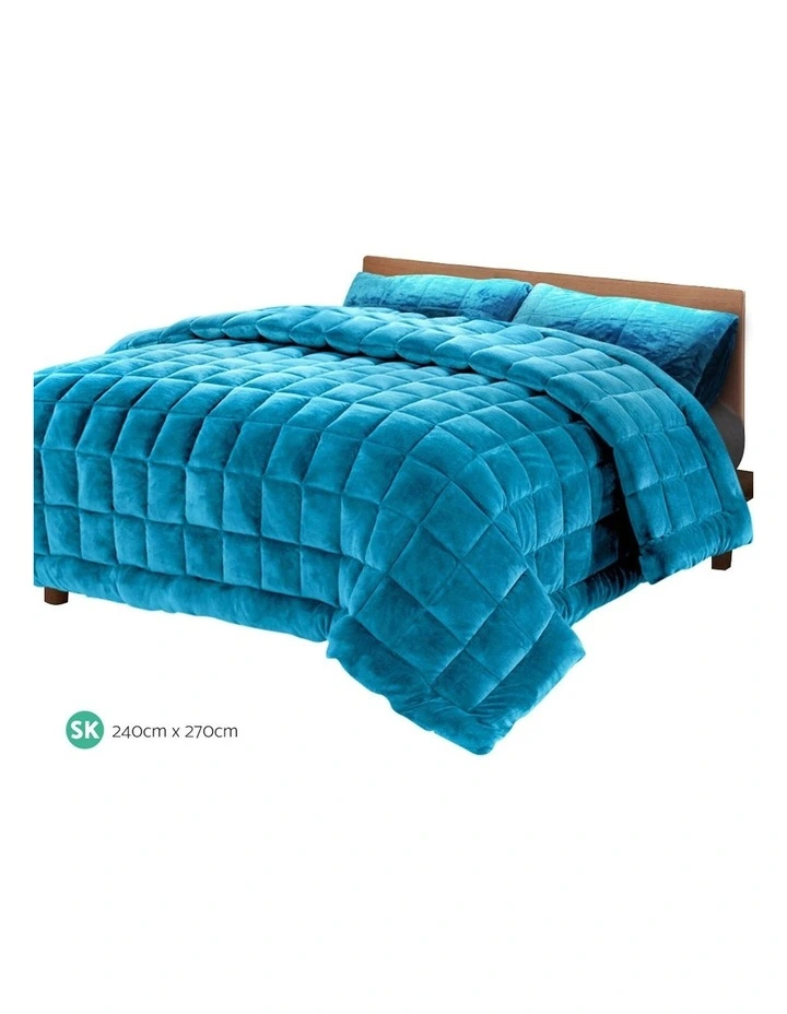 Giselle Bedding Super King Faux Mink Quilt In Teal 5 Giselle Bedding Super King Faux Mink Quilt In Teal - Image 3