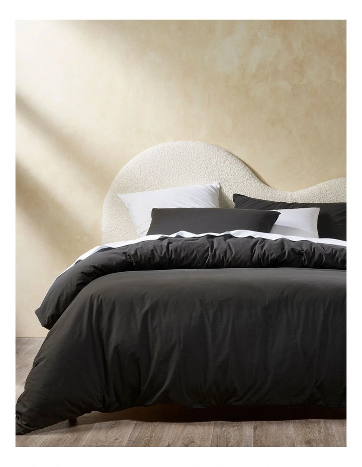 Vue Stonewashed 250TC Cotton Quilt Cover Set In Black 3 Vue Stonewashed 250TC Cotton Quilt Cover Set In Black