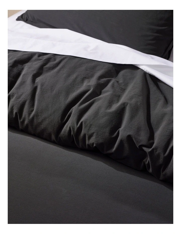 Vue Stonewashed 250TC Cotton Quilt Cover Set In Black 4 Vue Stonewashed 250TC Cotton Quilt Cover Set In Black - Image 2
