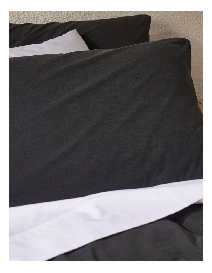 Vue Stonewashed 250TC Cotton Quilt Cover Set In Black 5 Vue Stonewashed 250TC Cotton Quilt Cover Set In Black - Image 3
