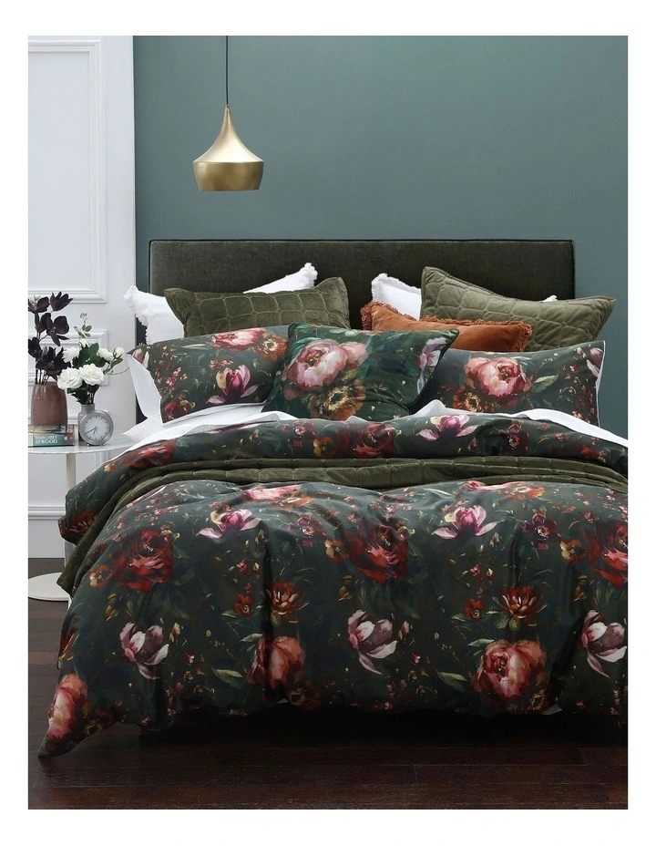 M.M Linen Mellini Quilt Cover Set In Green 3 M.M Linen Mellini Quilt Cover Set In Green