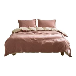 Alternative view of Cosy Club Cotton Duvet Single Quilt Cover Set In Red/Beige