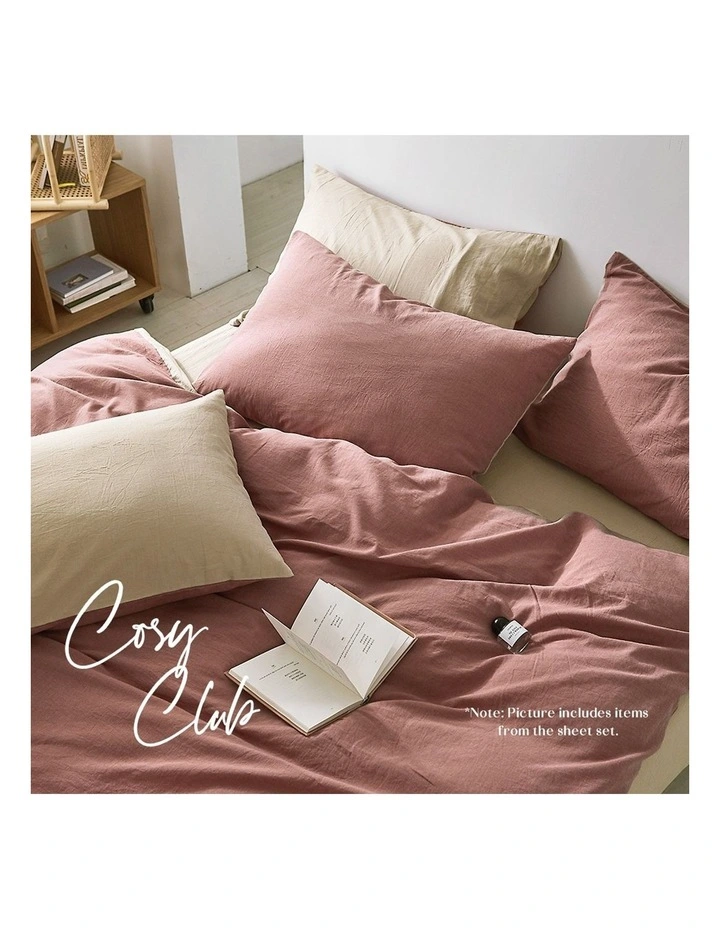 Cosy Club Cotton Duvet Single Quilt Cover Set In Red/Beige 6 Cosy Club Cotton Duvet Single Quilt Cover Set In Red/Beige - Image 4