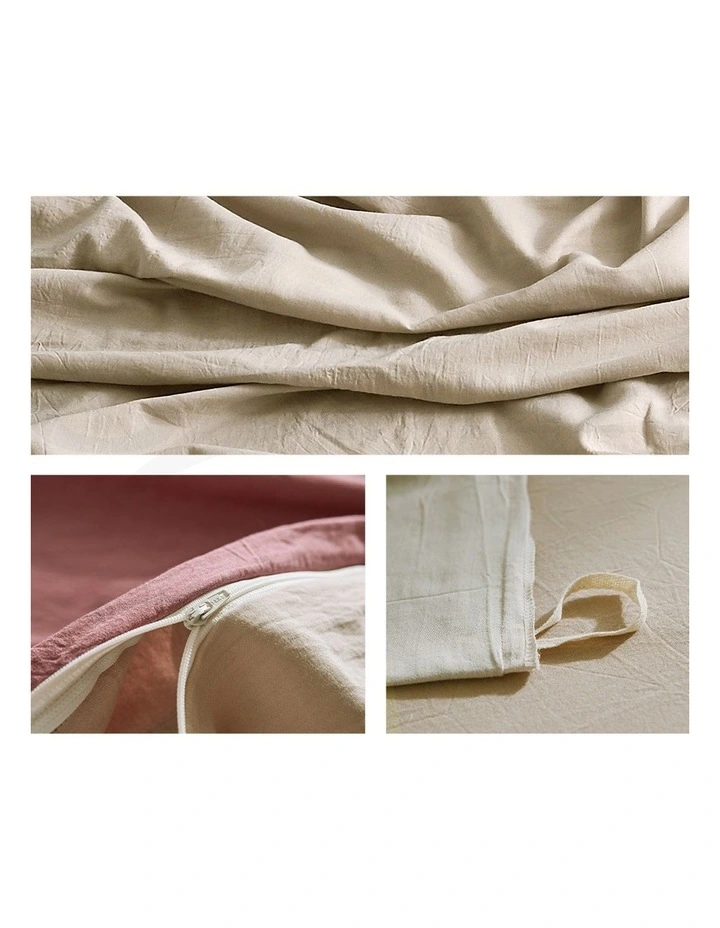 Cosy Club Cotton Duvet Single Quilt Cover Set In Red/Beige 7 Cosy Club Cotton Duvet Single Quilt Cover Set In Red/Beige - Image 5